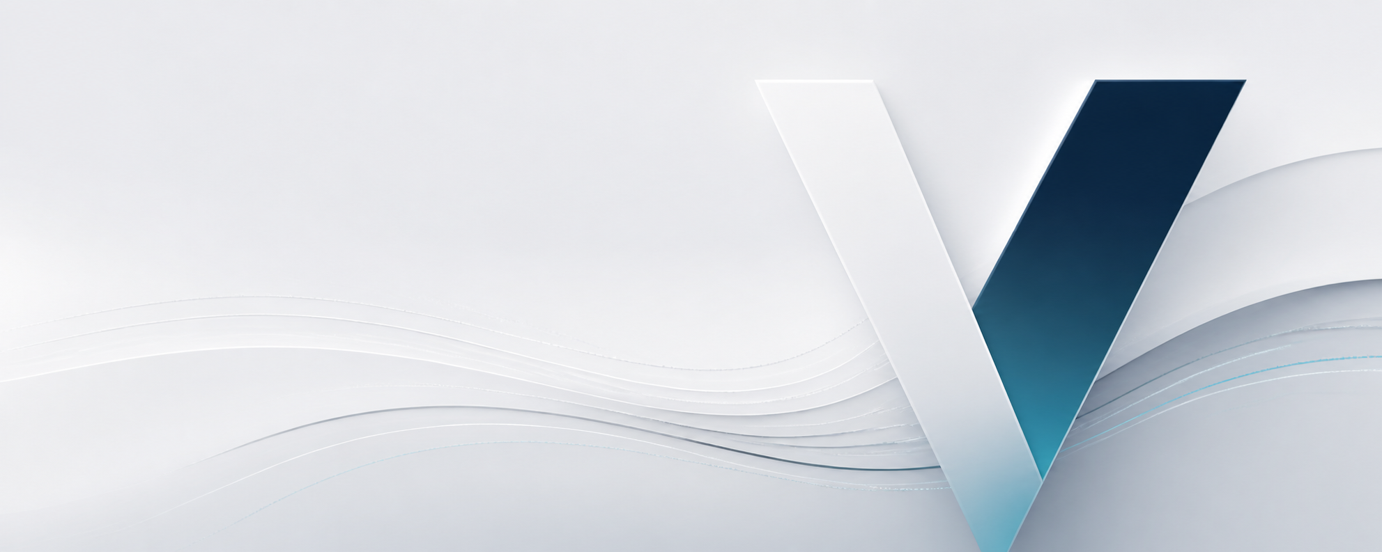 Veliq V mark in navy and cyan with flowing lines.